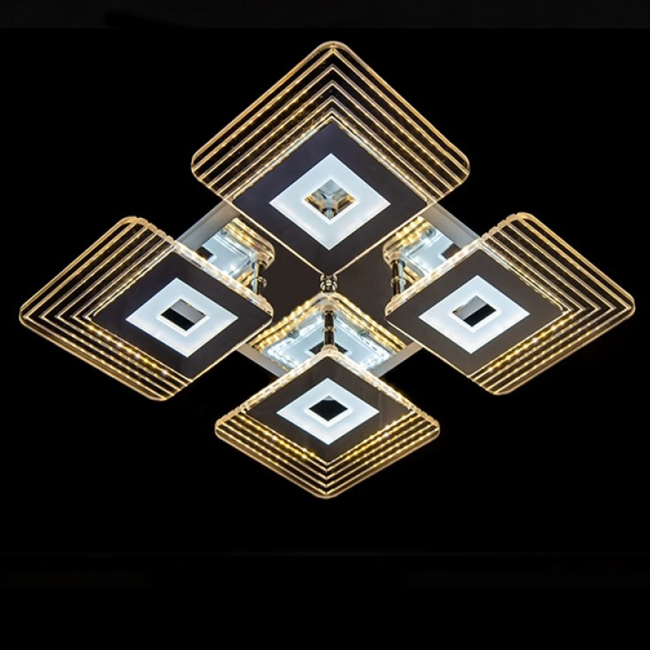 Світлодіодна люстра 75 Вт колір хром з пультом д/к діммером і підсвічуванням основи LS-3837-4 CH, фото 1