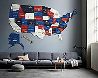 Деревянная карта США/USA 3D Prime - Настенная/Декоративная - Орех и палисандр