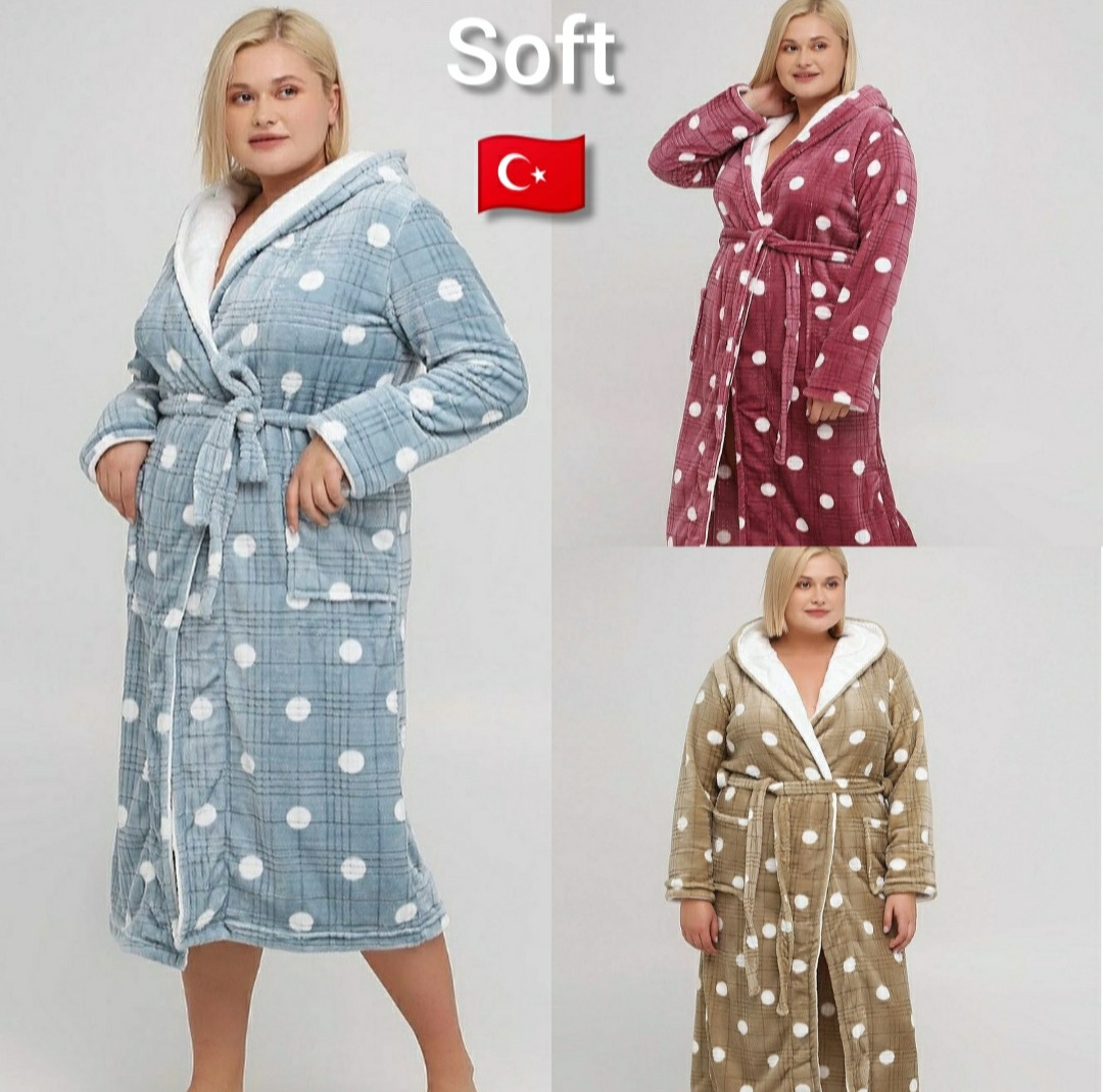 Жіночий плюшевий халат із капюшоном Soft