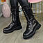 Черевики високі шкіряні жіночі на шнурівці. Колір чорний, фото 2