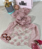 Нарядный красивый женский шарфик из органзы с узором 70*180см грязно-розовый