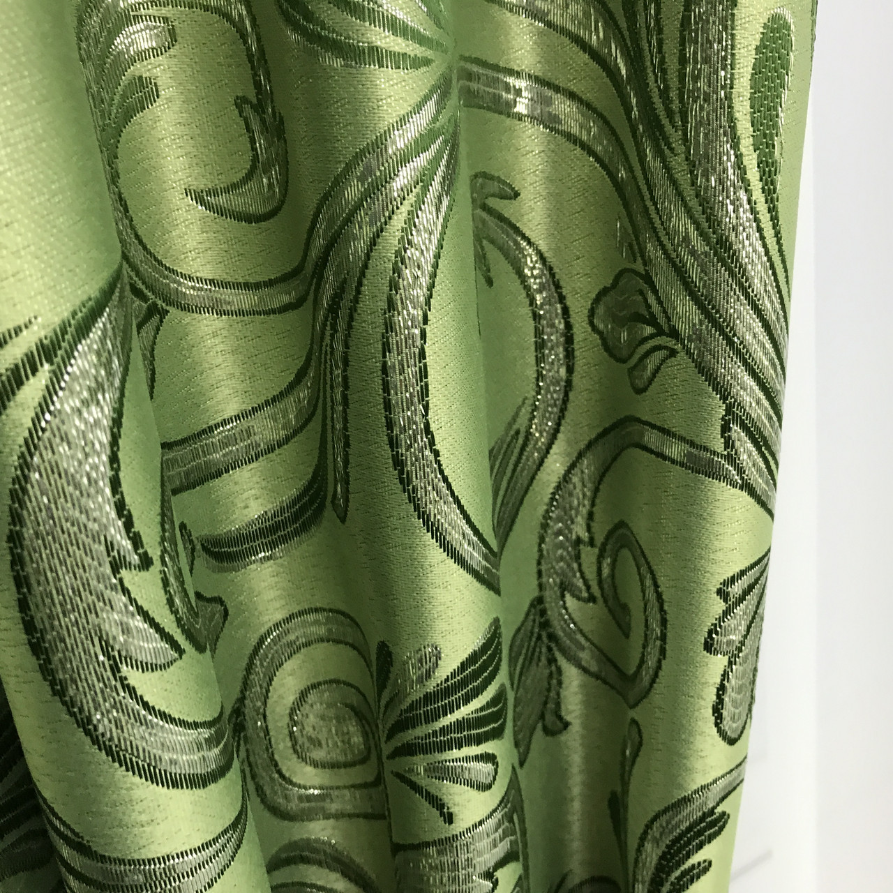 Портьерная ткань для штор Жаккард зеленого цвета с вензелями - фото 3 - id-p1246393335