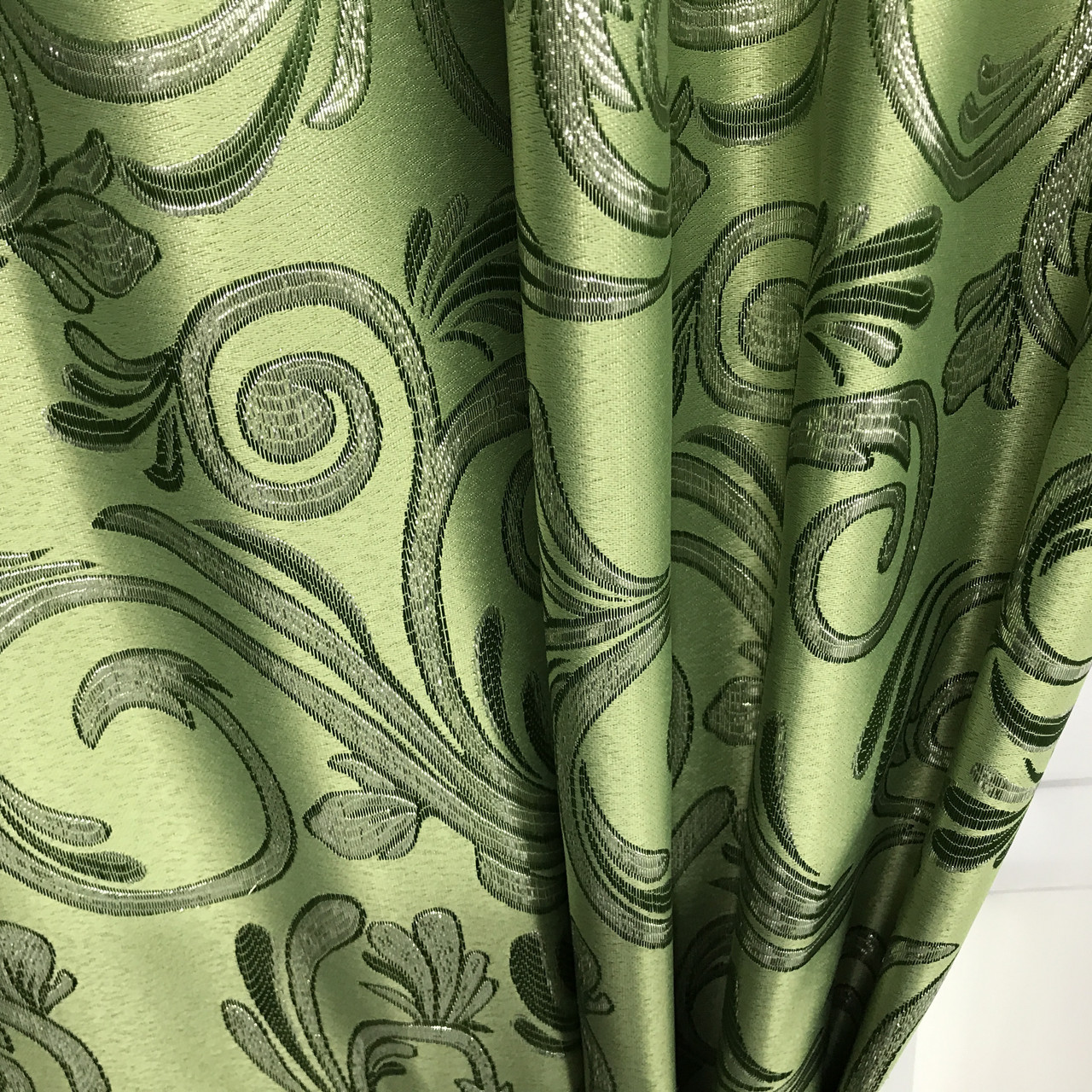 Портьерная ткань для штор Жаккард зеленого цвета с вензелями - фото 6 - id-p1246393335