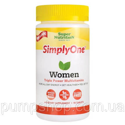 Вітаміни для жінок Super Nutrition Simply One Women Triple Power Vitamins 90 таб., фото 1