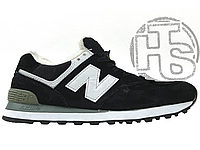 Женские кроссовки New Balance 574 Black White Grey Winter (с мехом) ALL03715