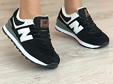 Чоловічі кросівки New Balance 574 Black White Grey Winter (с мехом) ALL03715, фото 4