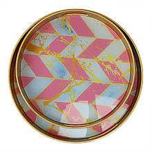 Набір круглих скляних підносів з малюнком 2 шт. "Мозаїка" 37см і 33 см