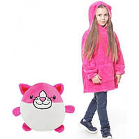 Детский плед-худи трансформер с капюшоном Huggle Pets Розовый