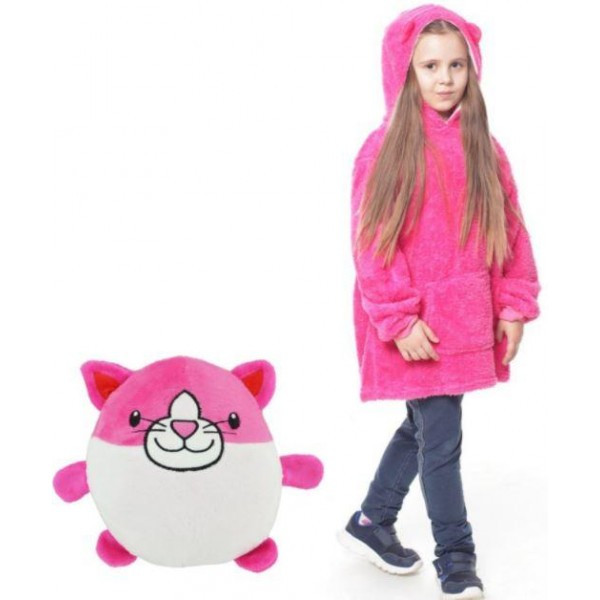 Дитячий плед-худі трансформер з капюшоном Huggle Pets Рожевий