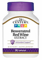 Ресвератрол экстракт красного вина 90 капс. (США) 21th CENTURY Resveratrol Red wine extract