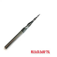 Фреза конусна для ЧПУ R0.5*D6*30,5*75L*2F