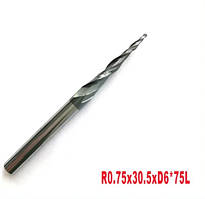 Фреза конусна для ЧПУ R0.75*D6*30,5*75L*2F