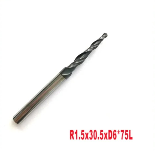 Фреза конусна для ЧПУ R1.5*D6*30,5*75L*2F