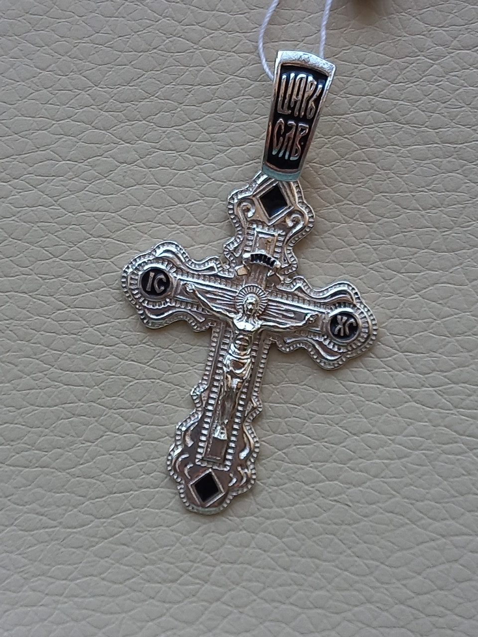 Мужской серебряный крест с эмалью 925пробы - фото 1 - id-p1518337169