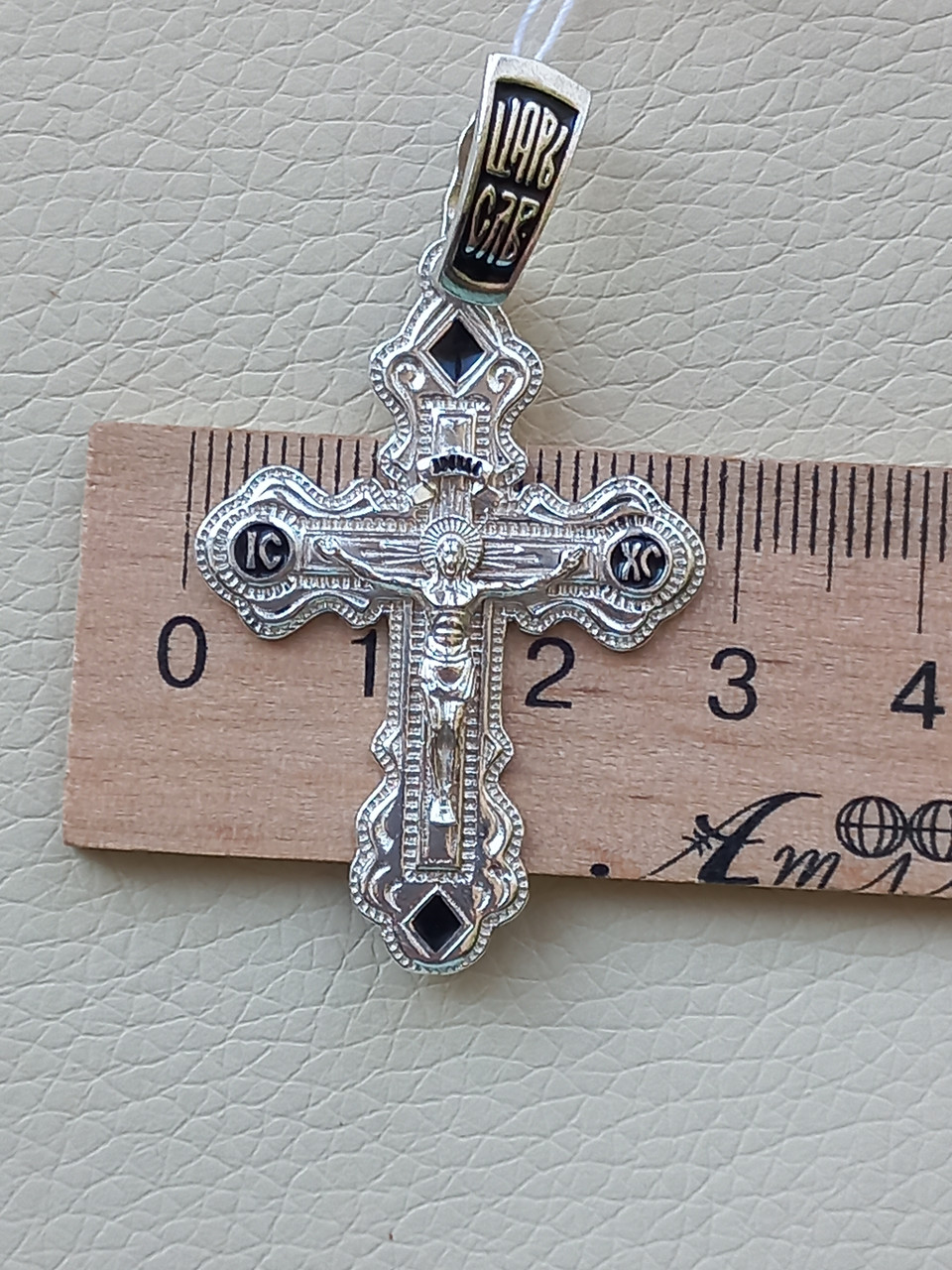 Мужской серебряный крест с эмалью 925пробы - фото 3 - id-p1518337169