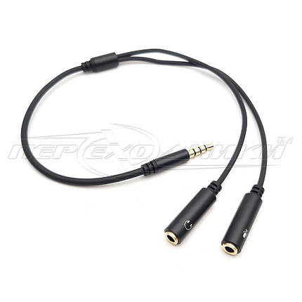 Переходник 3.5 мм штекер 4 pin на 2 гнезда 3.5 мм (микрофон + наушники ...