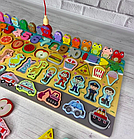 Дитяча дерев'яна іграшка Розвиваючий центр з риболовлею і вкладишами і вкладишами 2в1 2в1 MD 2904, фото 2