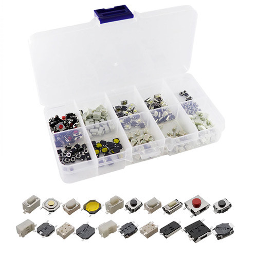 250x Кнопка тактова, мікрик, 10 різновидів SMD, набір
