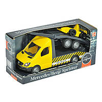Автомобиль "Mercedes-Benz Sprinter" эвакуатор с лафетом (желтый), Tigres машина 25*10см