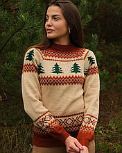Жіночий в'язаний різдвяний светр Гольф "Ялинки"