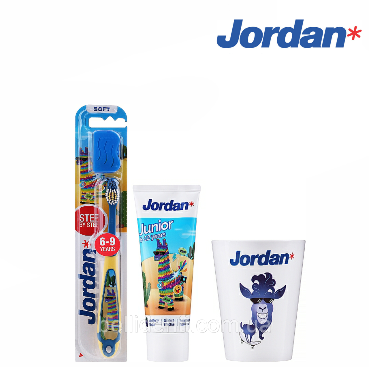 Набір Jordan Junior 6-12 років (зубна паста 50 мл+зубна щітка+стаканчик) жираф