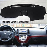 Накидка на панель приладів HYUNDAI Santa Fe 2 пок. CM 2006-2012 Чехол/накидка на торпеду авто Хюндай Санта Фе, фото 3