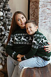 Жіночий в'язаний різдвяний светр "Олені" Гольф (Зелений), фото 8
