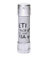 Предохранитель ETI CH 10x38 gPV 15A DC 1000V (30kA) код 002625080 постоянный ток