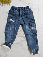 Утепленные на травке джинсы для мальчиков 1-4 лет 2 года