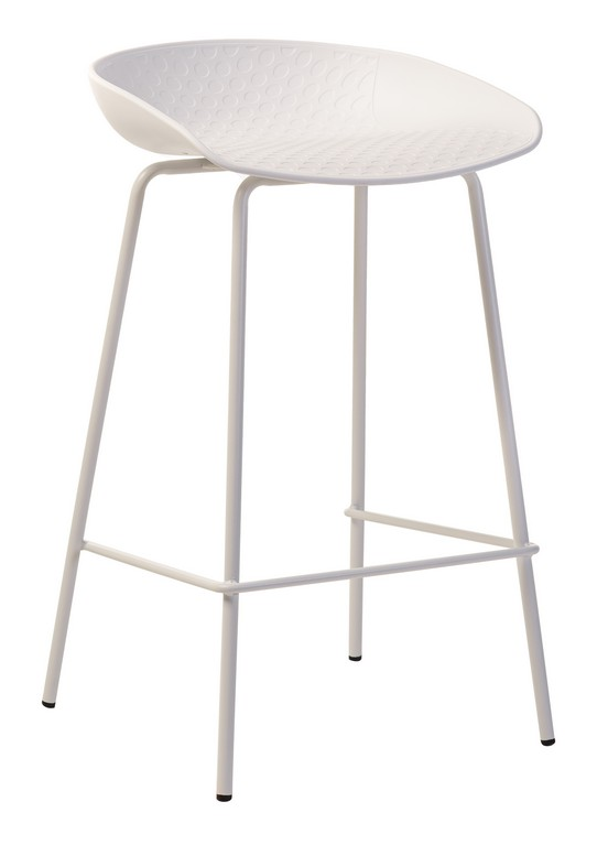 Стілець барний пластиковий білий B-06 white із широким сидінням VetroMebel