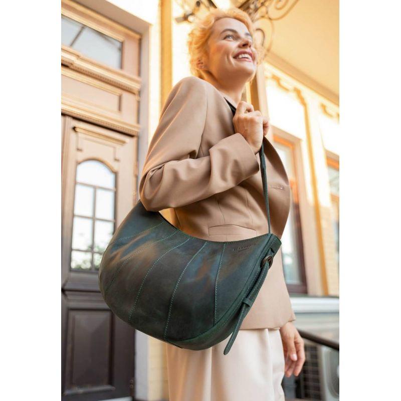 Сучасна жіноча сумочка, гарні сумочки, сумка жіноча легка, красиві жіночі сумочки, сумки для жінок Круасан зелена