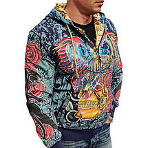 Худи свитшот Ed Hardy Christian Audiger Golden Skull- Blue, фото 5