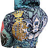 Худи свитшот Ed Hardy Christian Audiger Golden Skull- Blue, фото 2