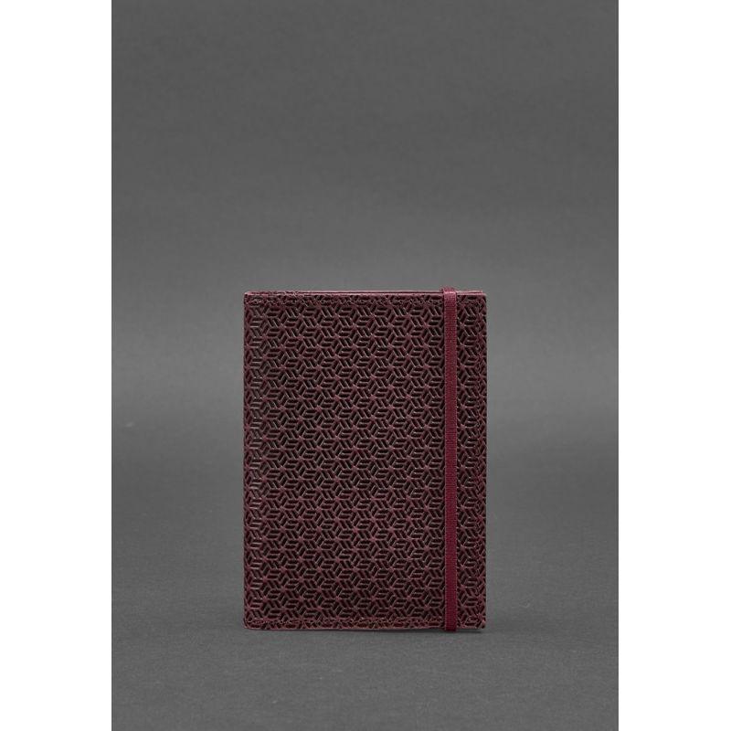 Обкладинки на паспорт шкіряні, стильні обкладинки на паспорт, персональні аксесуари, оригінальні подарунки 2.0 бордова Карбон, фото 1