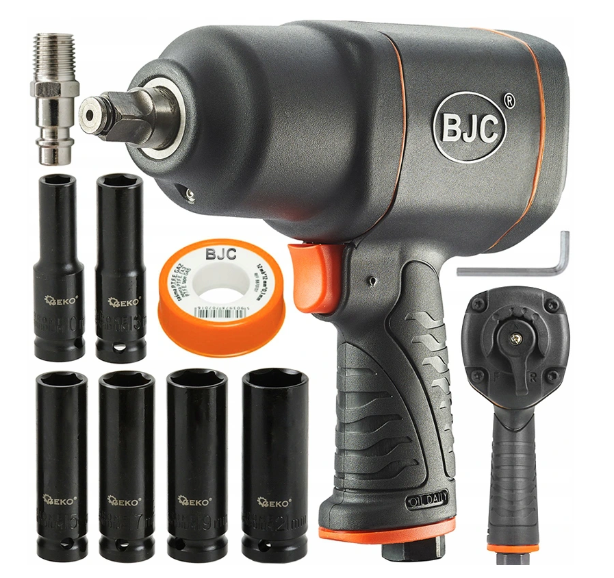 Гайковерт ударний пневматичний BJC M80528 + набір насадок 10–21 мм