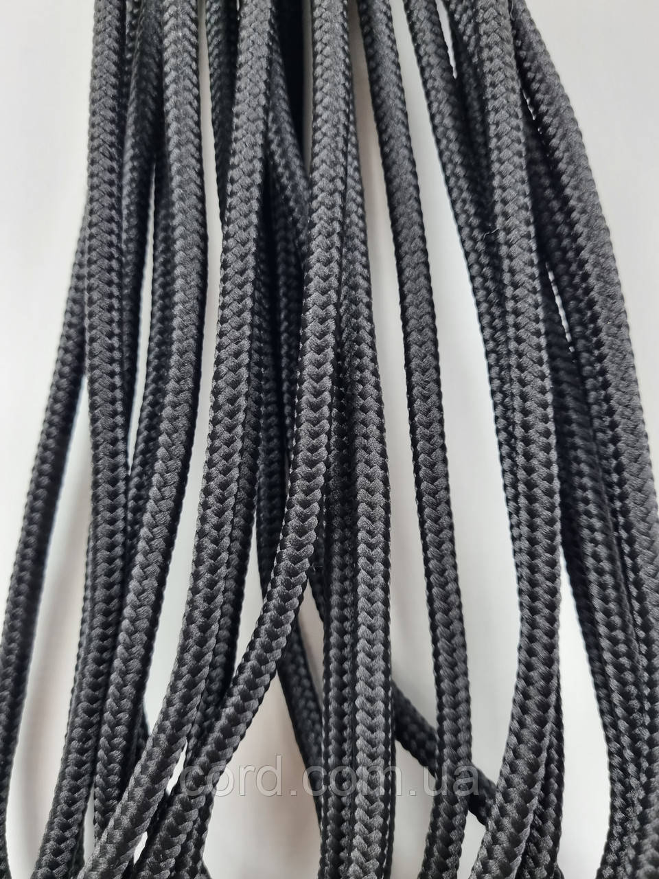 Шнур круглий з наповнювачем 5мм білий, чорний моток 100м, фото 1