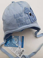 Хлопковая голубая шапочка для новорожденного Barbaras ,размер 38 - 40