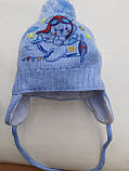 Блакитна шапочка для новонародженого, розмір 40, фото 2