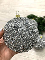 Куля новорічна, ялинкова. Куля на ялинку ( срібло діаметр 10 см), фото 2
