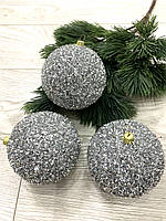 Куля новорічна, ялинкова. Куля на ялинку ( срібло діаметр 10 см), фото 3