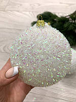 Куля новорічна, ялинкова. Куля на ялинку (білий діаметр 10 см), фото 2