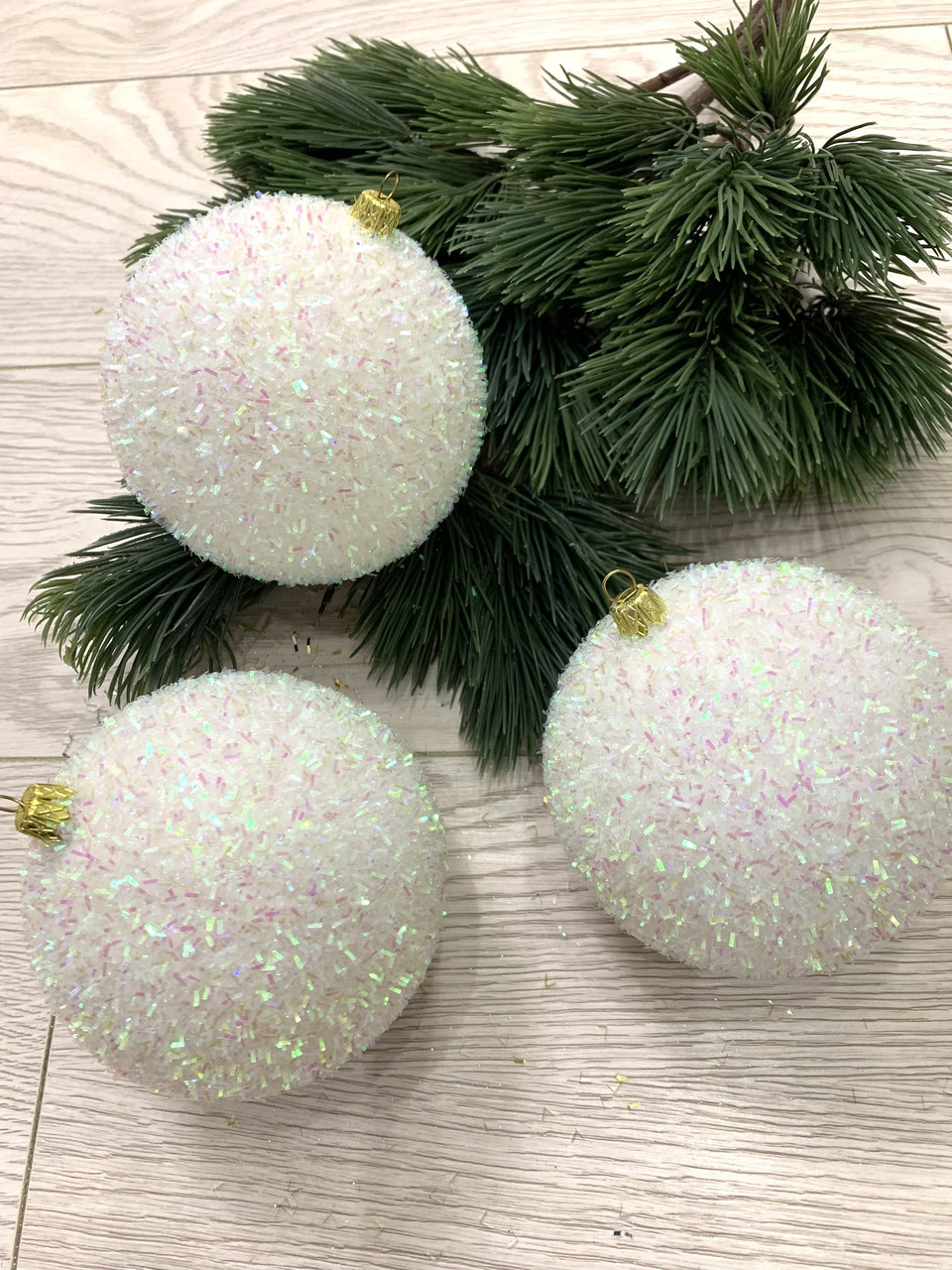 Куля новорічна, ялинкова. Куля на ялинку (білий діаметр 10 см), фото 1