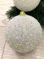 Куля новорічна, ялинкова. Куля на ялинку (білий діаметр 10 см), фото 5