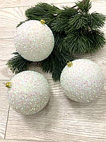 Куля новорічна, ялинкова. Куля на ялинку (білий діаметр 10 см), фото 3