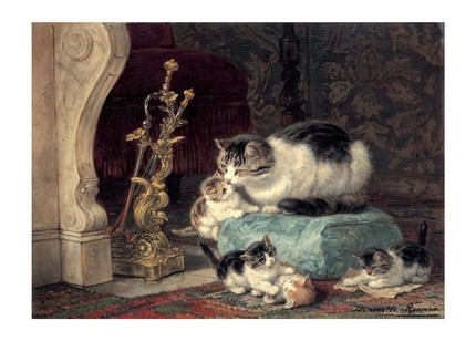 Листівка Playful Kittens Near a Fire Place, фото 1