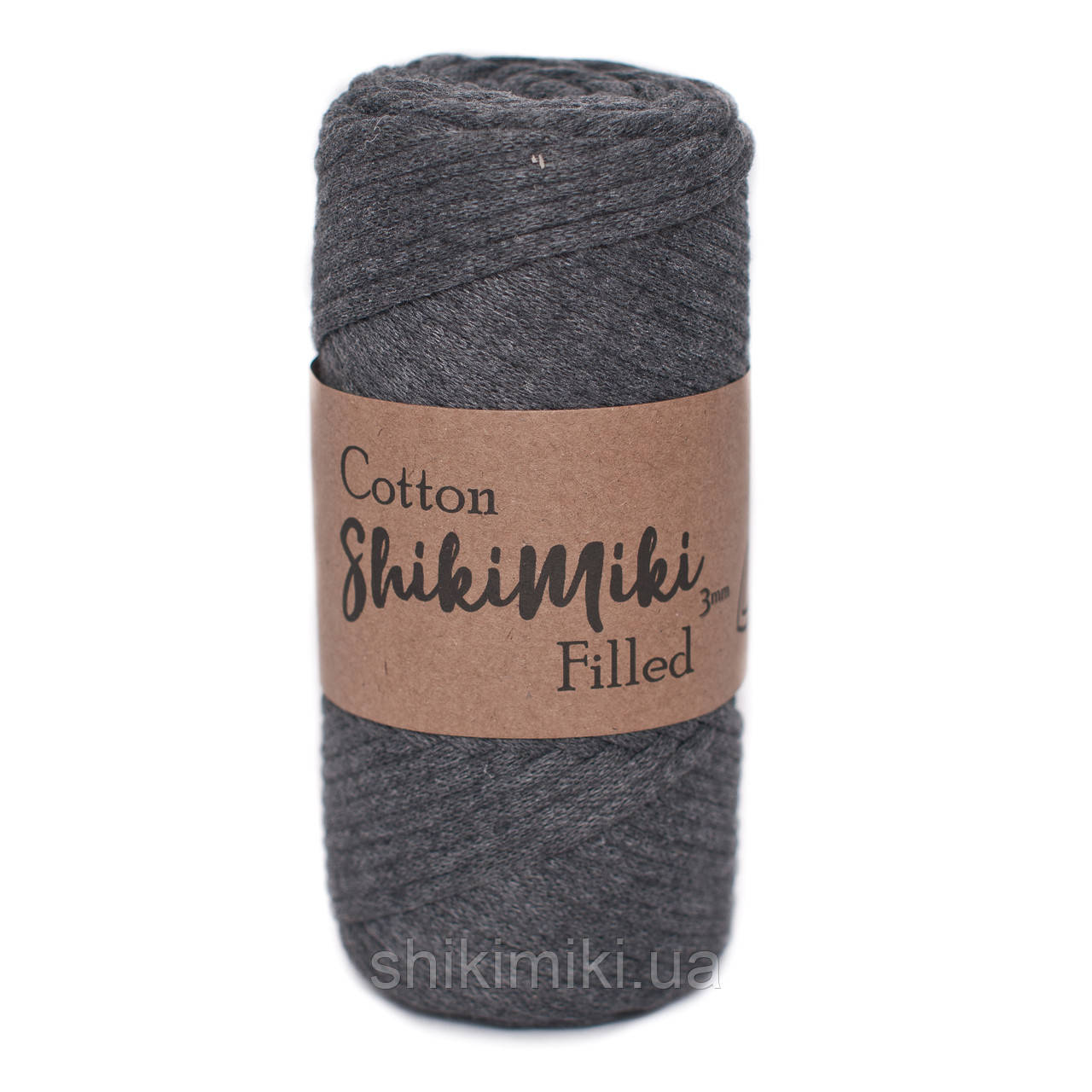 Трикотажний бавовняний шнур Cotton Filled 3 мм, колір Графіт