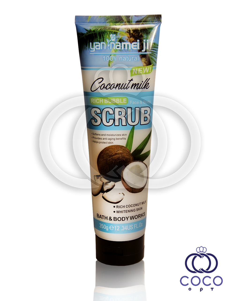Сольовий скраб для обличчя і тіла Coconut Milk Rich Bubble Face&Body Scrub з кокосовим молочком 350 г