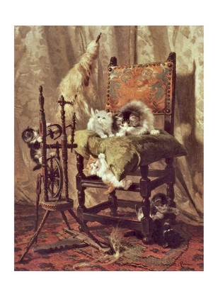 Листівка Playful Kittens by a Spinning Wheel, фото 1