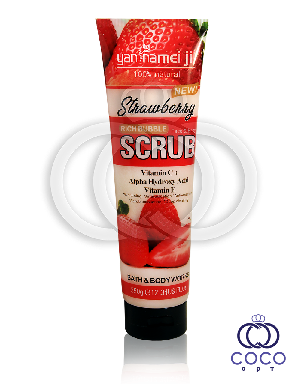 Сольовий скраб для обличчя та тіла Strawberry Rich bubble Face&Body Scrub з екстрактом полуниці 350 г, фото 1