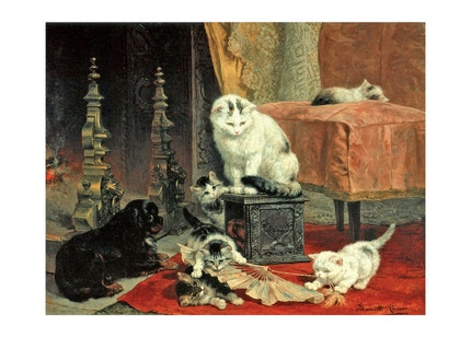 Листівка Kittens Playing with a Fan